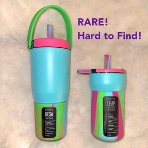 NEW! BRUMATE Mommy & Me Neon Rainbow Swirl Resa 25oz & 12oz LEAP Straw Tumblers